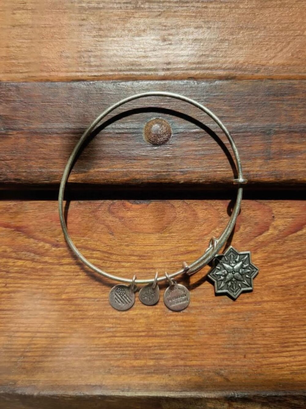 Alex and Ani U.S. Army Charm Bracelet A Silver-Plated Expandable Bangle Design